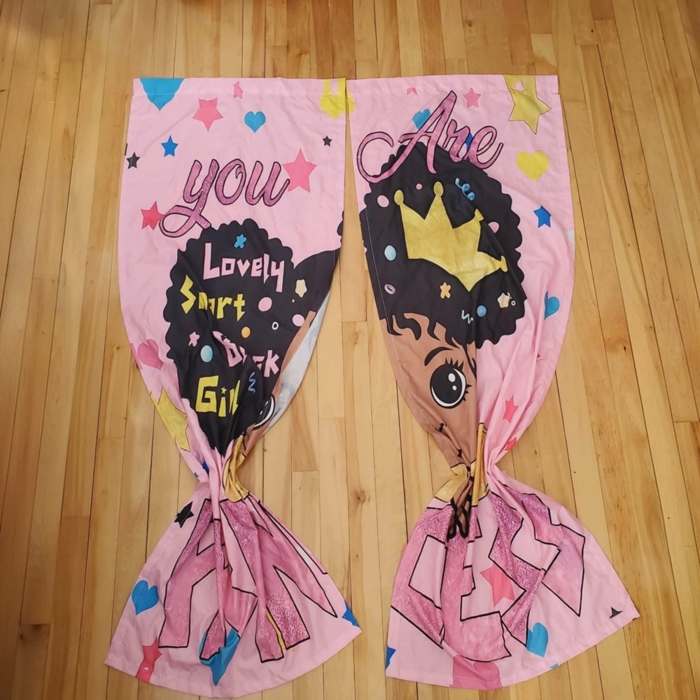 Black Girl Rooms Curtain Set 2-Piece  Polyester